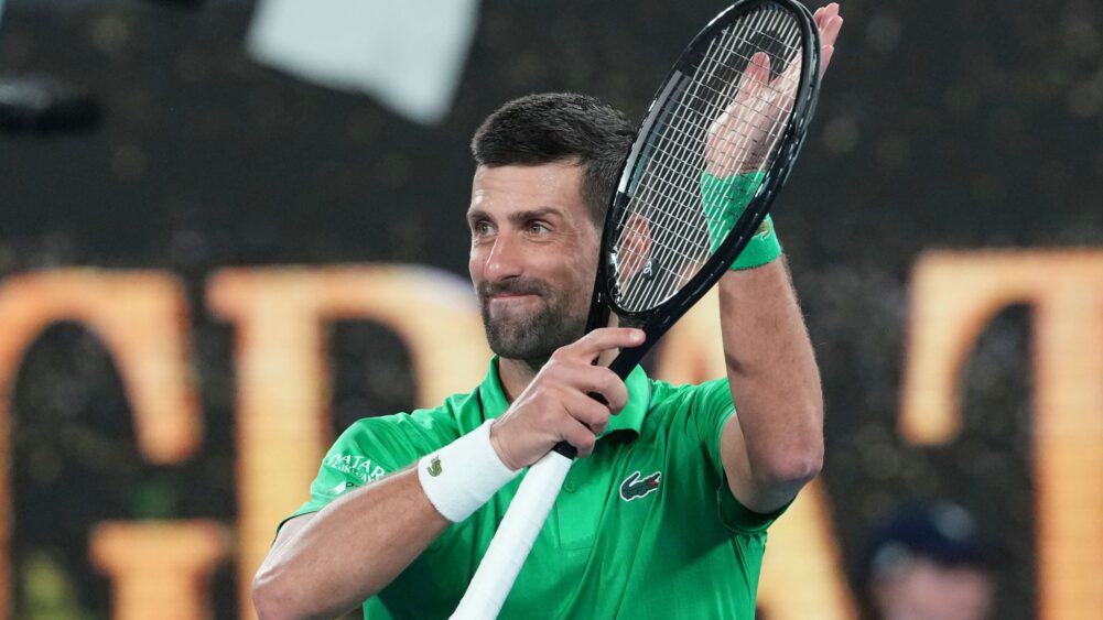 Novak Djokovic delivered a serving masterclass as he registered his 100th victory at the Australian Open with a straight-set win over Spain’s Pedro Martinez.